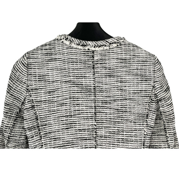 REBECCA TAYLOR  BOUCLE TWEED BLACK AND WHITE JACKET - Picture 6 of 9